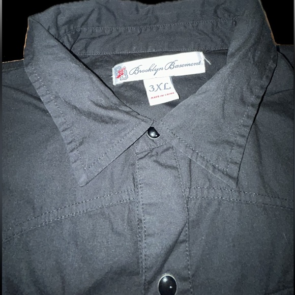 Y2K VINTAGE 3XL MENS BROOKLYN BASEMENT LONG SLEEVE PEARL SNAP BUTTON UP SHIRT - Picture 6 of 7